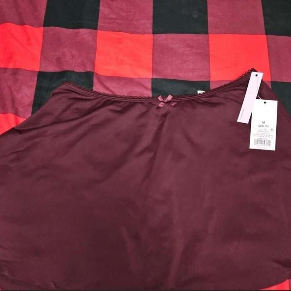 (114) Stars Above Burgundy Satin Mini Skirt